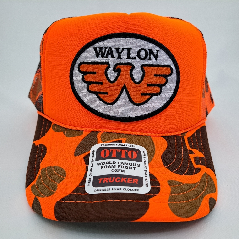 Waylon Patch Foam Trucker Mesh Snapback Cap Hat Camouflage Neon Orange